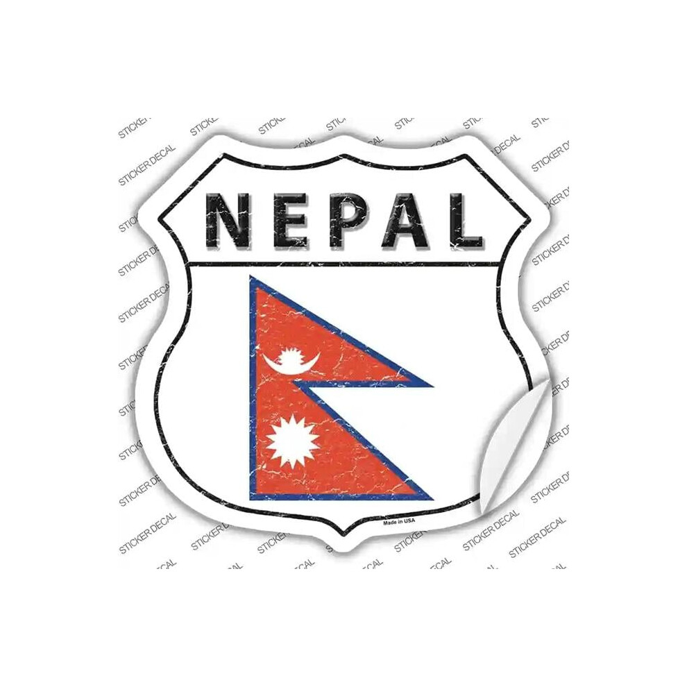 Smart Blonde Hs-346S-L Nepal Flag Novelty Highway Shield Sticker Decal - Large 792636541490