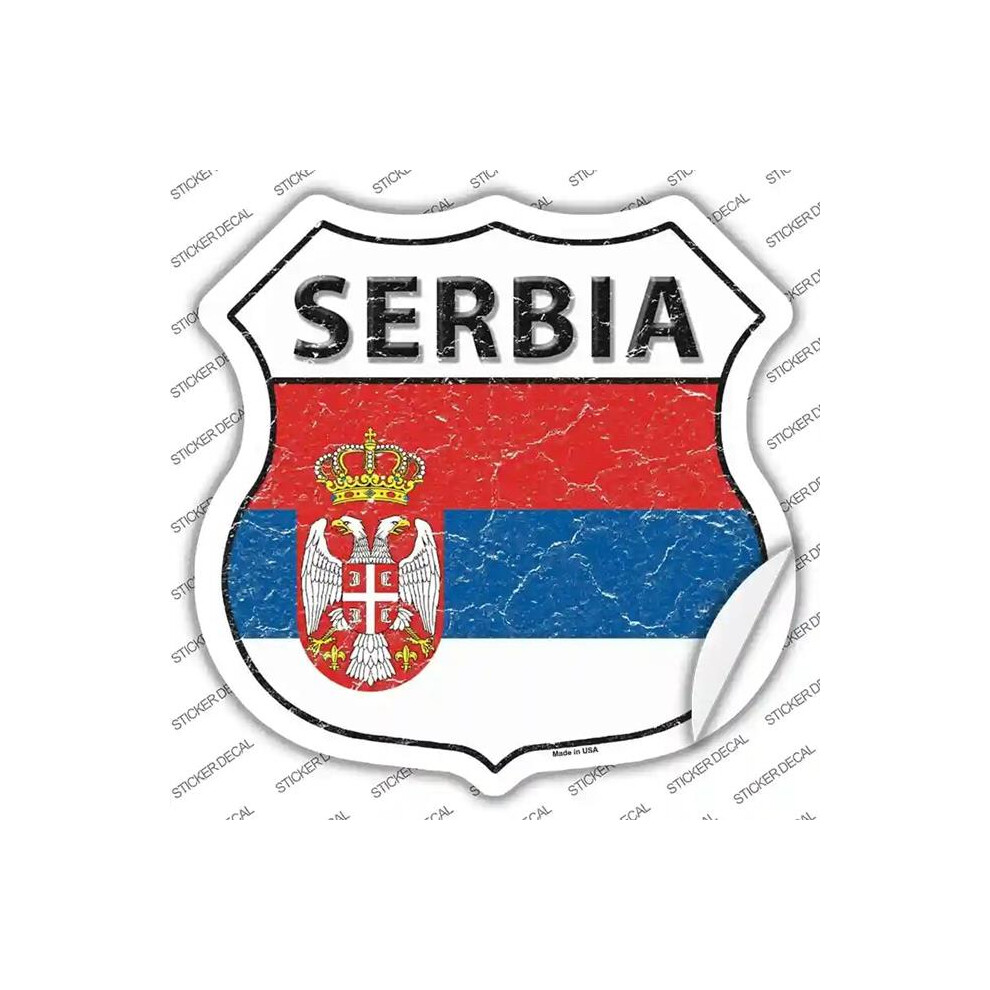 Smart Blonde Hs-389S-S Serbia Flag Novelty Highway Shield Sticker Decal - Small 792636542183