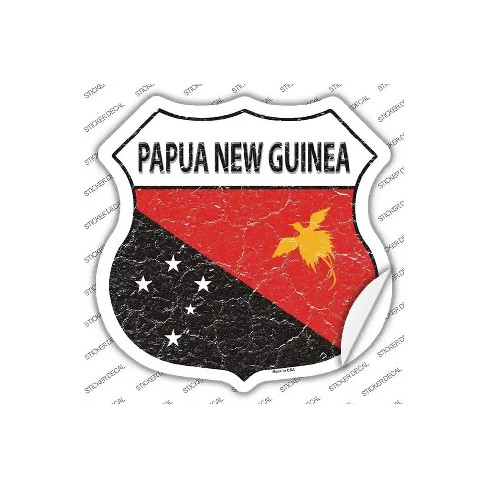 Smart Blonde Hs-367S-L Papua Guinea Flag Novelty Highway Shield Sticker Decal - Large 792636541971