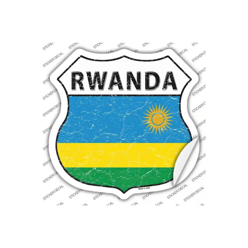 Smart Blonde Hs-378S-Xl Rwanda Flag Novelty Highway Shield Sticker Decal - Extra Large 792636541650