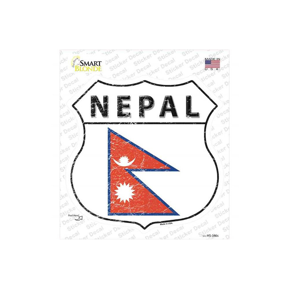 Smart Blonde Hs-346S-M Nepal Flag Novelty Highway Shield Sticker Decal - Medium 792636541506