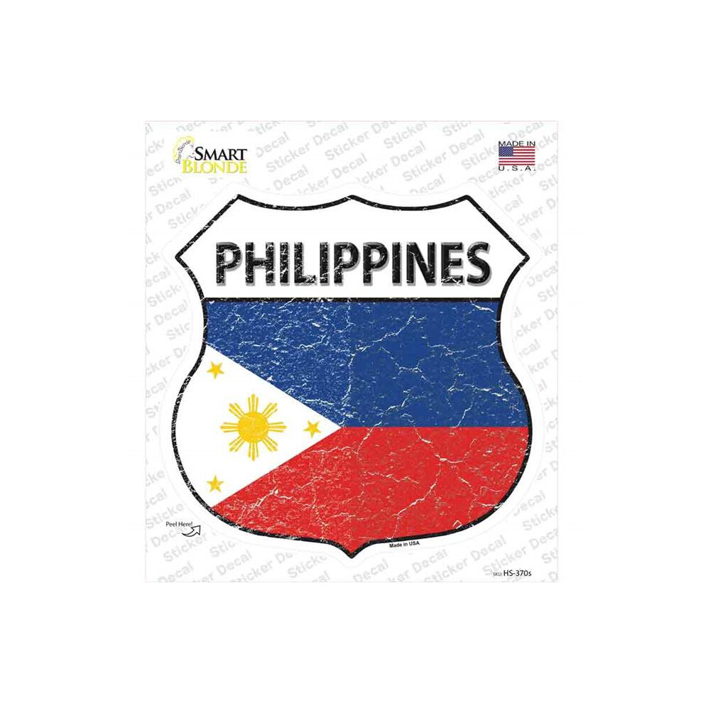 Smart Blonde Hs-370S-M Philippines Flag Novelty Highway Shield Sticker Decal - Medium 792636542015