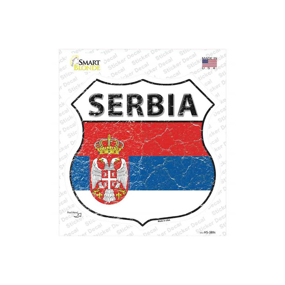 Smart Blonde Hs-389S-M Serbia Flag Novelty Highway Shield Sticker Decal - Medium 792636542176