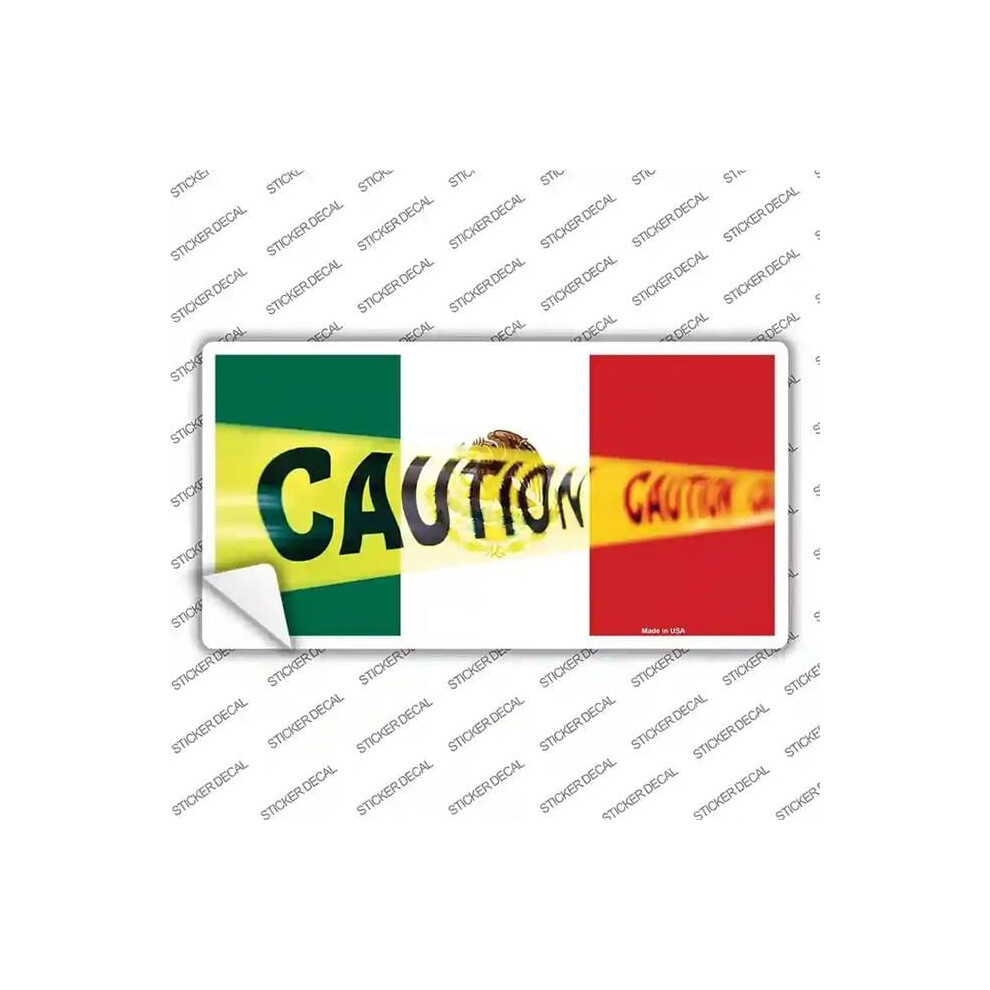 Smart Blonde Lp-12188S-Xl Caution Mexico Flag Novelty Sticker Decal - Extra Large 792636544798