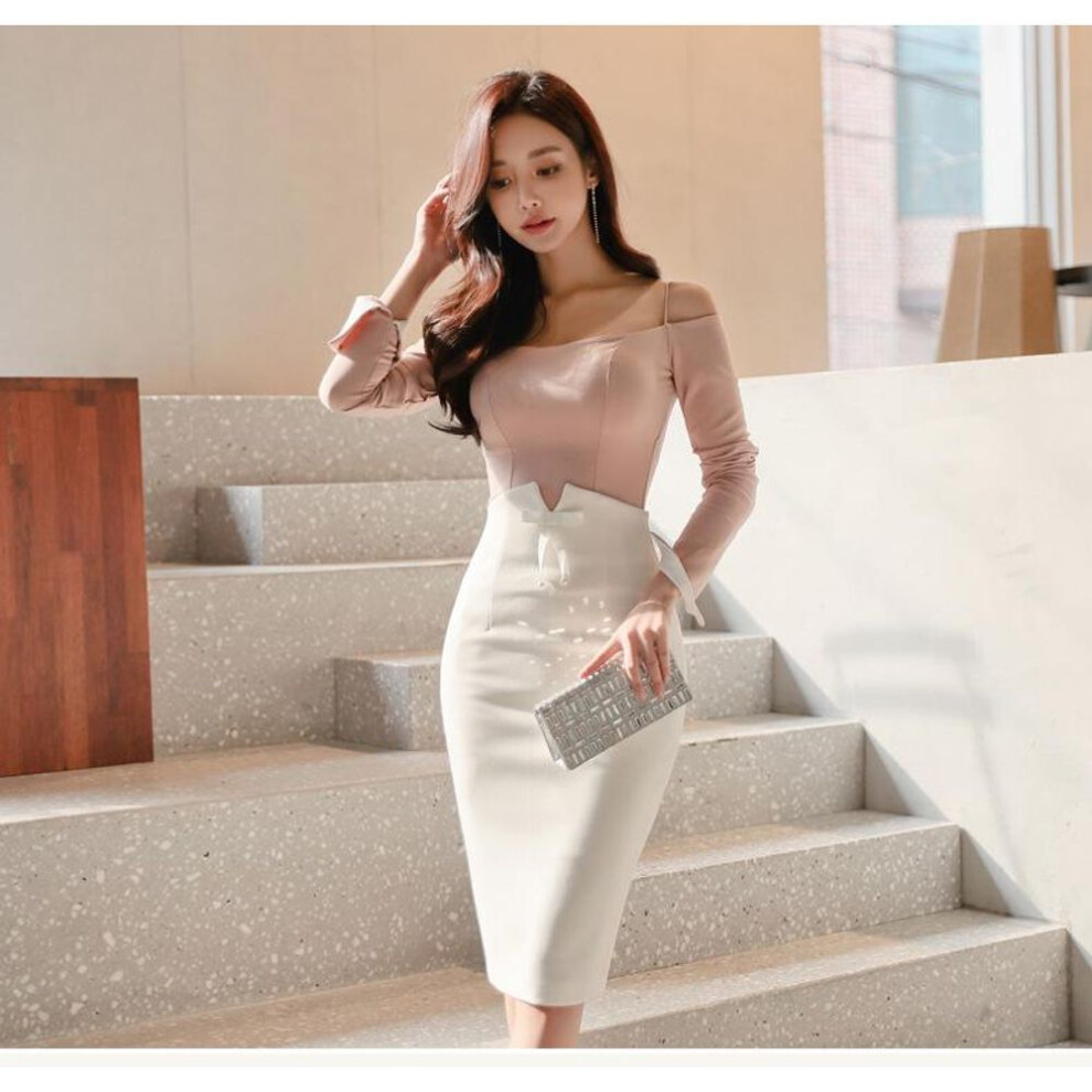 (white, XL) 2025 Spring/Summer Korean High Waist Sexy Hip-Shaping Skirt in Large Sizes