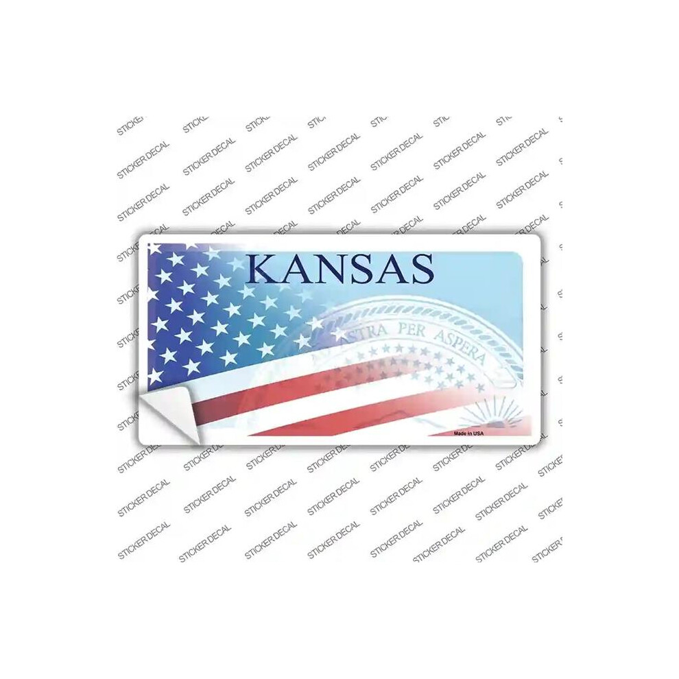 Smart Blonde Lp-12345S-S Kansas With American Flag Novelty Sticker Decal - Small 792636545696