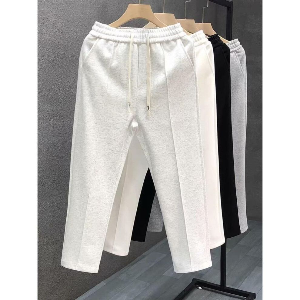 (white, XL) 2024 Men's Trendy Korean Style Loose Casual Wide-leg Sweatpants