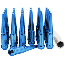 Piese de accesorii pentru ro?i 24 buc M14x1.5 14x1.5 Firu Spiked 4,4 """" Lug Lug Nuts Blue Camion Spline se potrive?te Chevy 1999+ Silverado | GMC