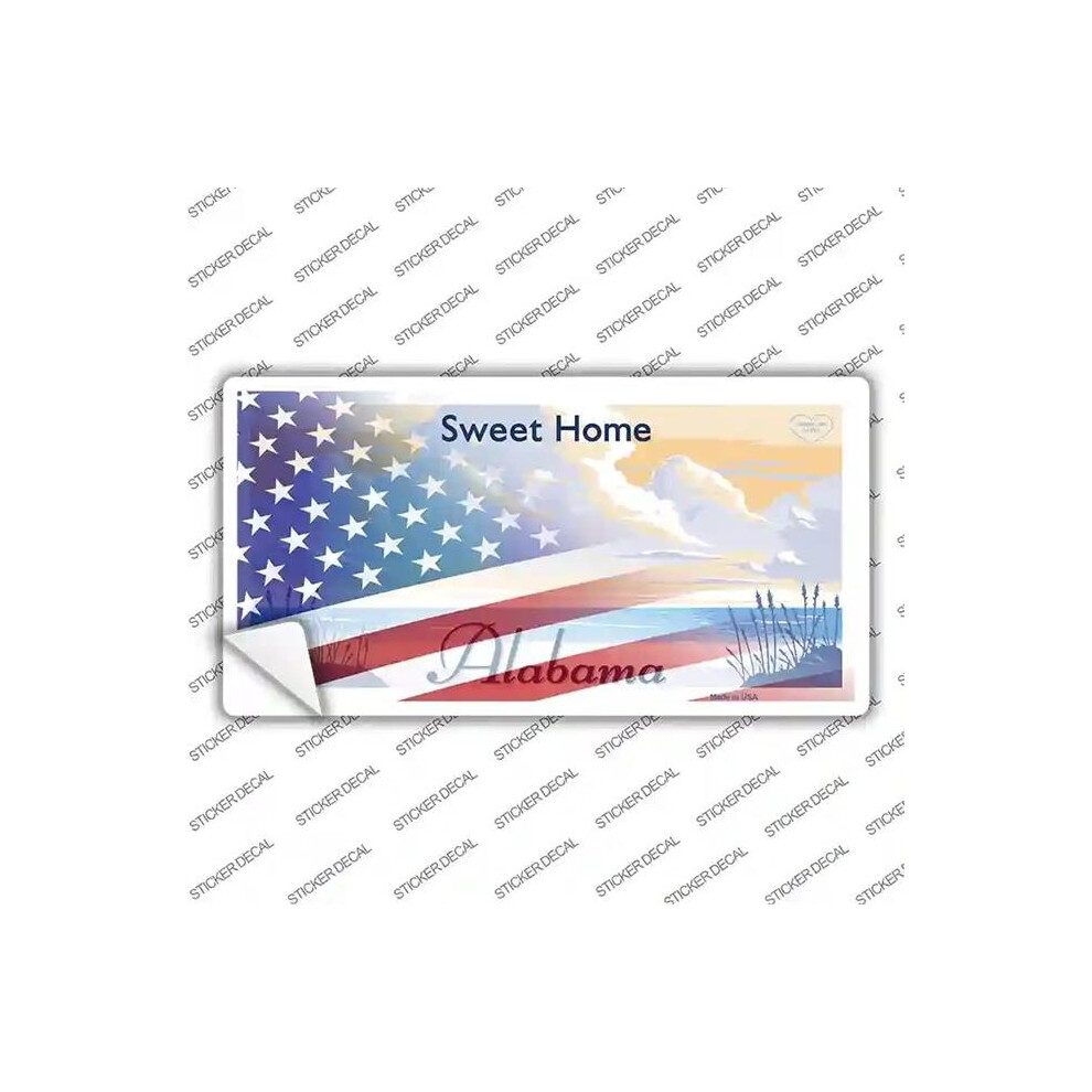 Smart Blonde Lp-12329S-L Alabama With American Flag Novelty Sticker Decal - Large 792636545573