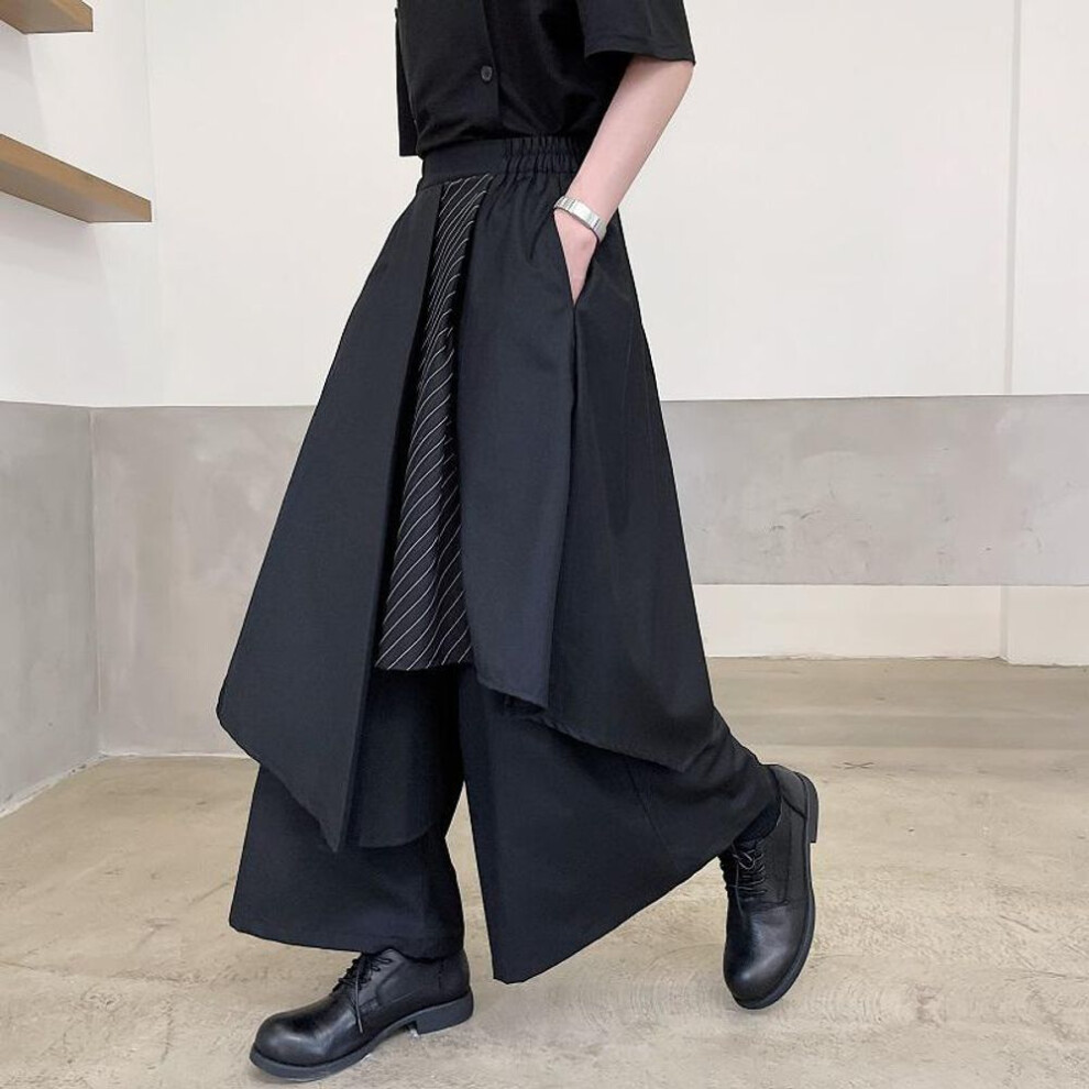 (XL) Yohji Yamamoto Japanese-Style Men's Kendo Skirt Pants - Summer Black Warrior Design