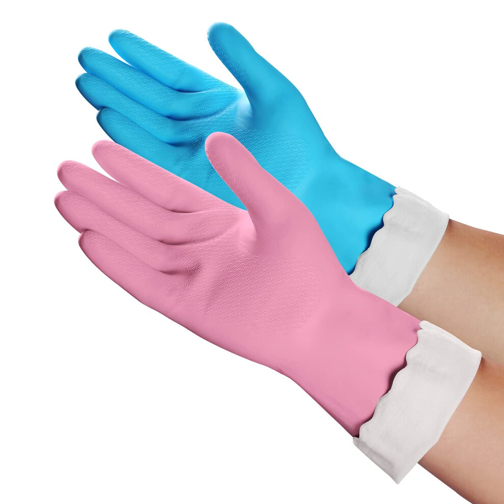 HSL Household Cleaning Gloves - 2 Pairs Reusable Kitchen Dishwashing Gloves with Latex Free  Cotton lining  Waterproof  Non-Slip  Ideal for-image-OPC-PFNJ5HS-NEW