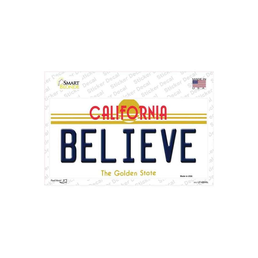 Smart Blonde Lp-6844S-M Believe California Novelty Sticker Decal - Medium 792636554452