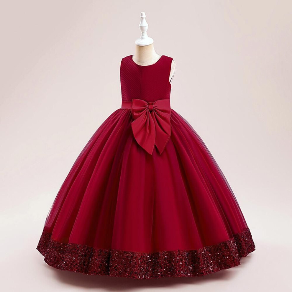 (red, 130 cm) "sequin Princess Dress: European & American Style Flower Girl Wedding Tulle Skirt For Kids