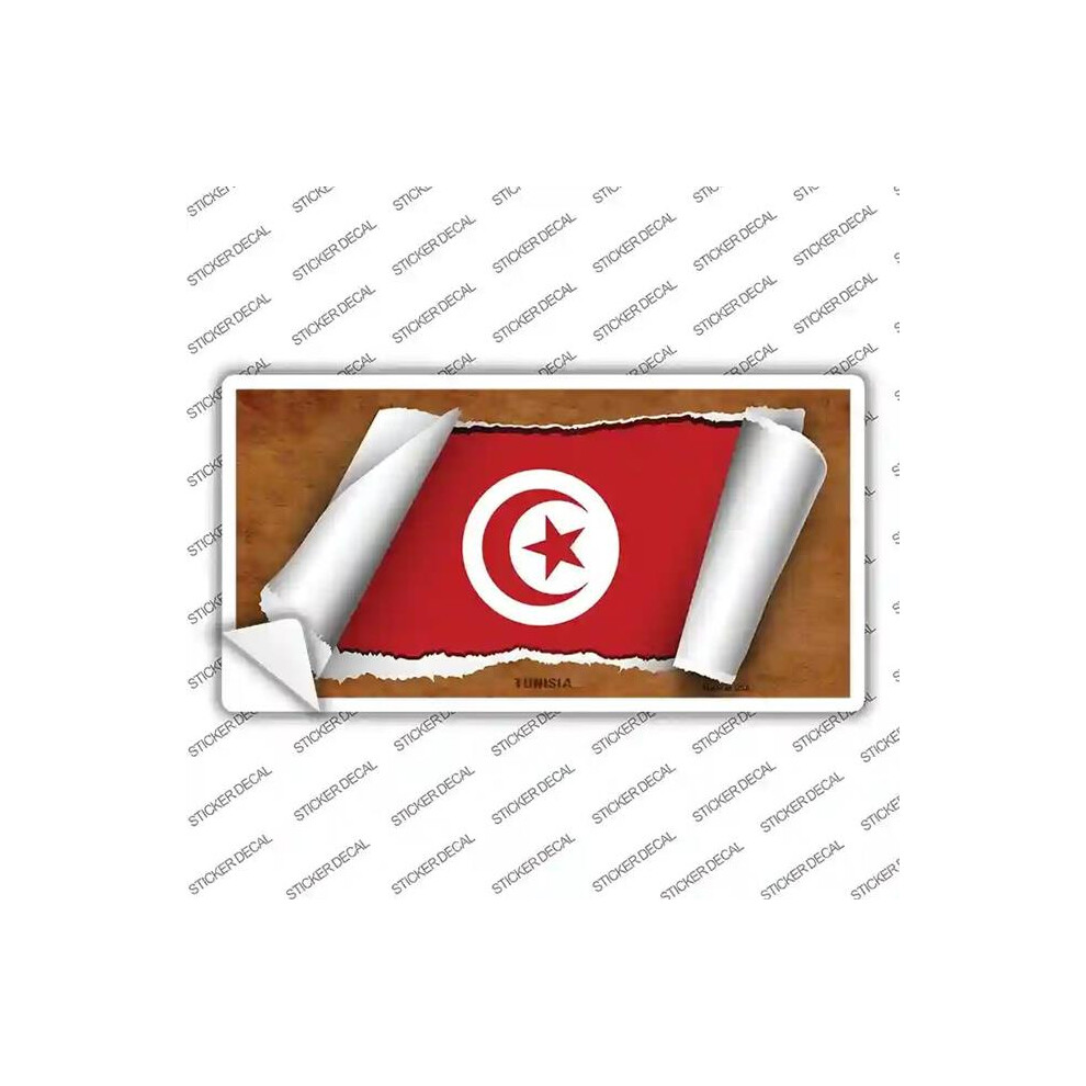 Smart Blonde Lp-9302S-L Tunisia Flag Scroll Novelty Sticker Decal - Large 792636557415