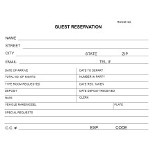 Gastreserveringsregistratiekaart voor hotels, motels, receptiebalies, inchecken, pakket van 500