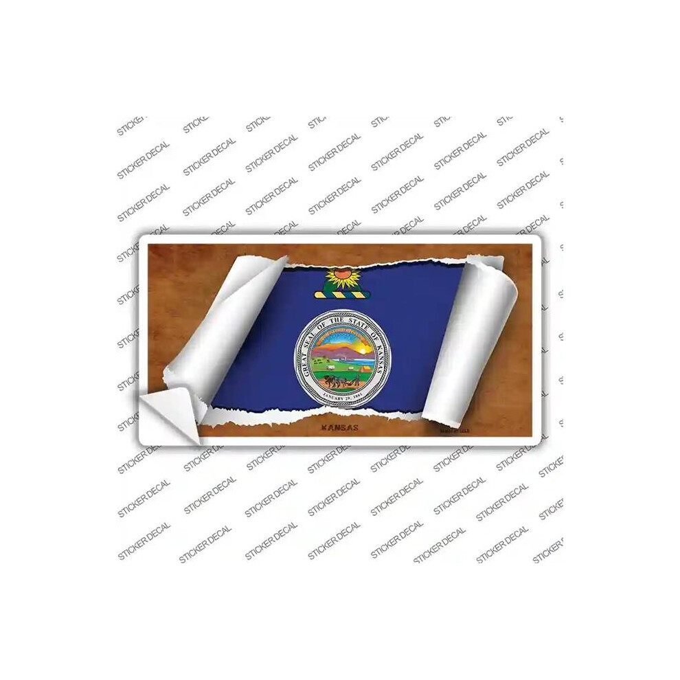 Smart Blonde Lp-9022S-L Kansas Flag Scroll Novelty Sticker Decal - Large 792636558375