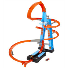 Set di piste per macchinine giocattolo Hot Wheels Sky Crash Tower alto pi? di 2,5 piedi, include veicolo in scala 1:64 e booster motorizzato Salt