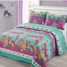 3pc paturi complete/queen -size paturi de pat pentru copii/adolescen?i delfin de sirena sub mare ramuri de mare via?a violet roz fete de ceai mul