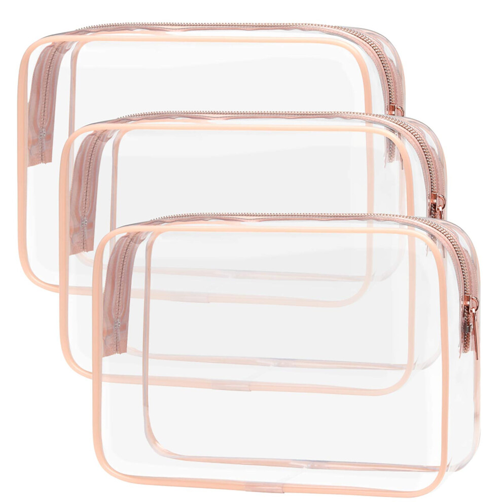 Packism Clear Makeup Bag With Zipper, 3 Pack Beauty Clear Cosmetic Bag Tsa Approved Toiletry Bag, Travel Clear Toiletry Bag, Quart Size Bag Carry On