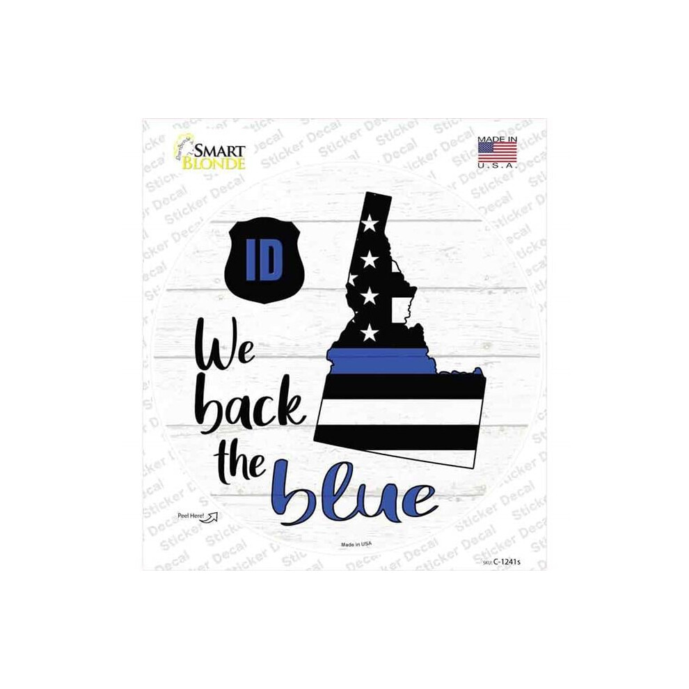 Smart Blonde C-1241S-M Idaho Back The Novelty Circle Sticker Decal - Medium Blue 792636566356