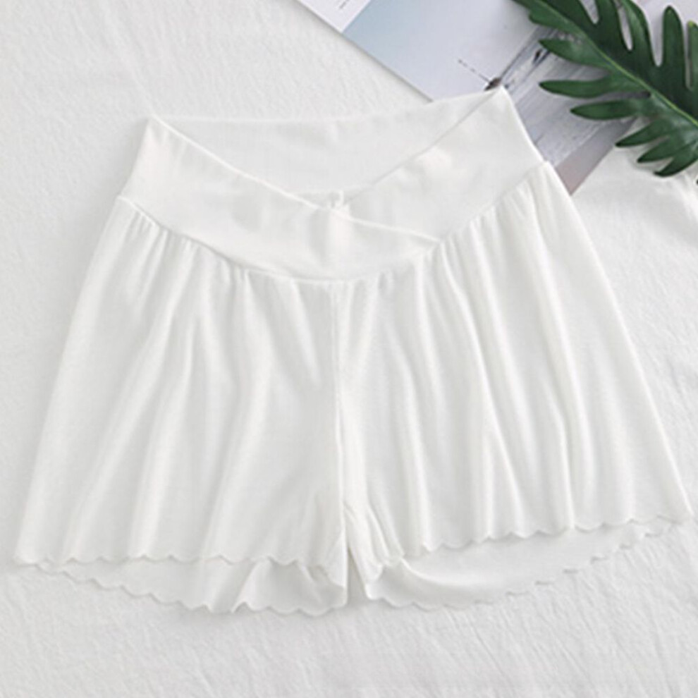 (white, XXL) Ice Silk Anti-exposure Maternity Leggings & Shorts For Summer Women