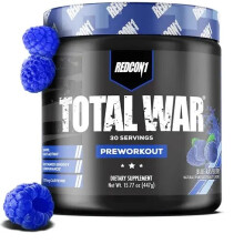 Redcon1 Total War Pre-Workout Blue Raspberry, 30 Servings - High Potency Energy, Pump & Endurance Formula
