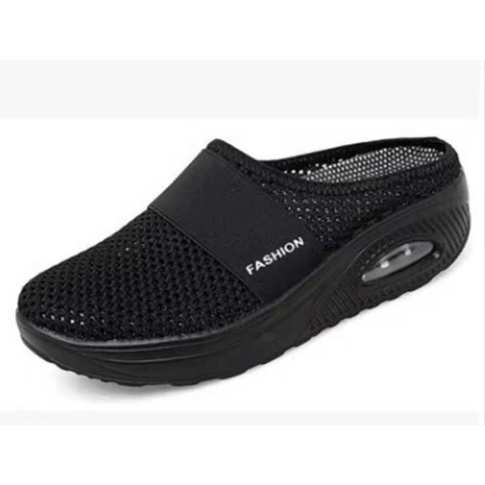 (black, 42) "2022 Women's Mesh Wedge Slippers: Closed-toe, Comfortable & Stylish