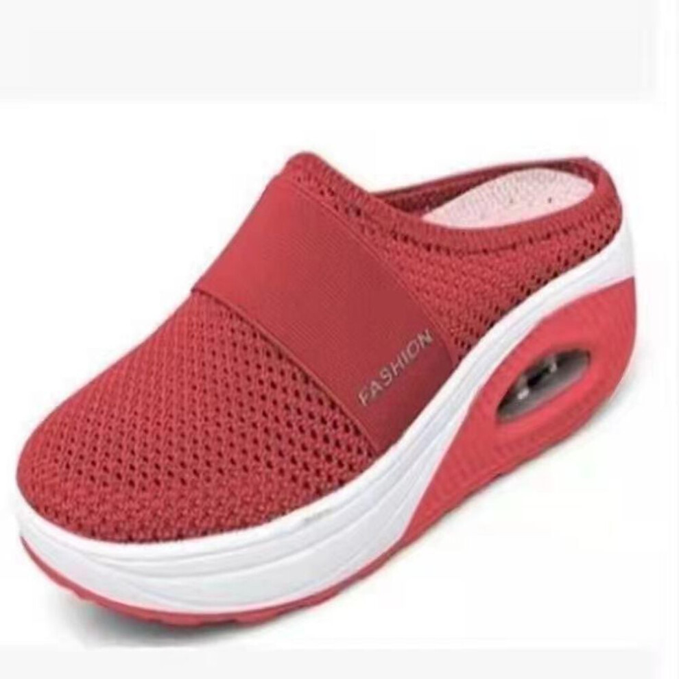 (red, 39) "2022 Women's Mesh Wedge Slippers: Closed-Toe, Comfortable & Stylish