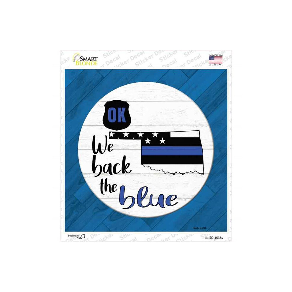 Smart Blonde Sq-1038S-M Oklahoma Back The Novelty Square Sticker Decal - Medium Blue 792636570988