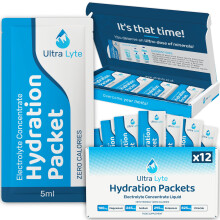 Ultra Lyte Hydration Packets 12 Sachets - Sugar-Free Liquid Electrolytes with Magnesium, Sodium & Potassium for Rapid Hydration