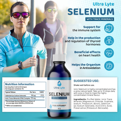 Ultra Lyte Selenium 59ml - 150mcg Ionic Selenium Drops with Trace Minerals for Antioxidant & Thyroid Support 1