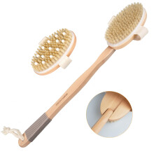 Shower Brush, POPCHOSE Detachable Dry Brushing Body Brush for Body Cellulite and Lymphatic, Back Scrubber for Shower Long Handle Natural Bristle Exfo