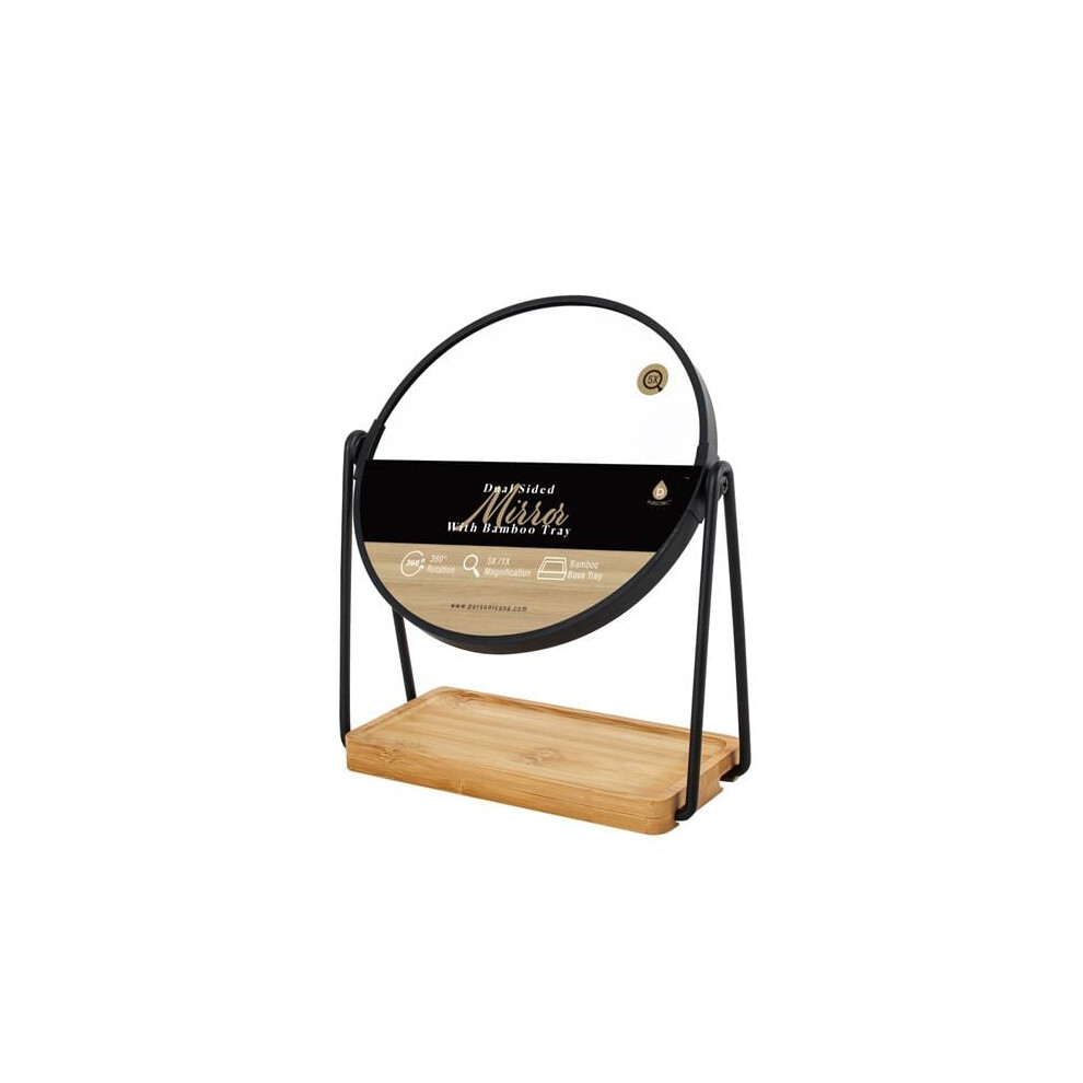 Pursonic TM79 Dual Sided Vanity Mirror with Bamboo Tray & 5X Magnification-image-OPC-PGCD7S8-NEW