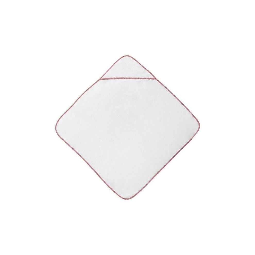 Tt-Kl1602-Rd Hooded 100 Percent Cotton Terry Baby Towel With Trim - Red Towelsoft