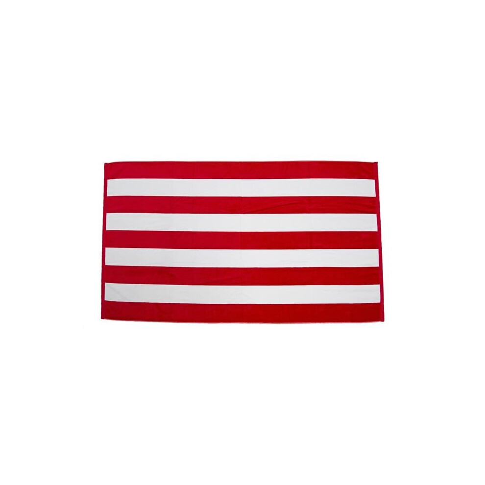 Towelsoft HOME-BV9006-RED Premium Cabana Stripe 100 Percent Cotton Terry Velour Beach Towel - 35 x 60 in. - Red-image-OPC-PGCD87B-NEW