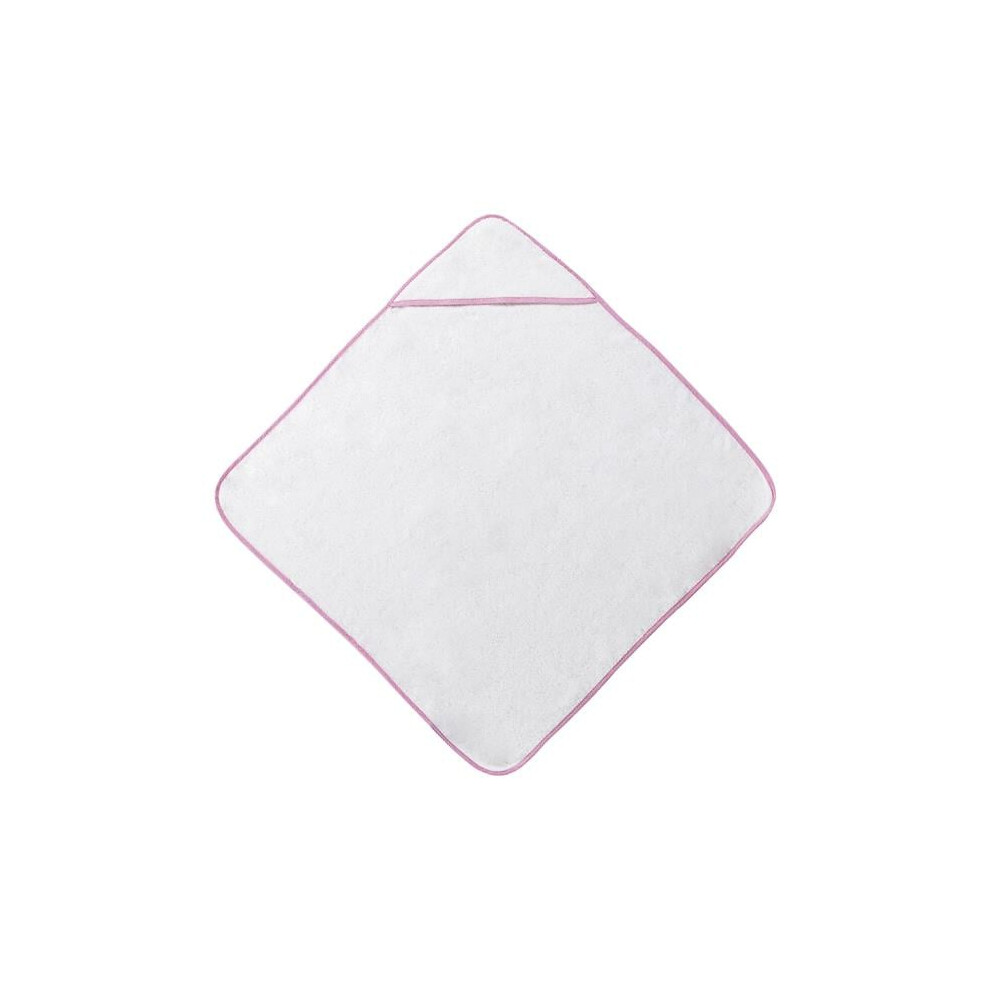 Tt-Kl1602-Pnk Hooded 100 Percent Cotton Terry Baby Towel With Trim - Pink Towelsoft