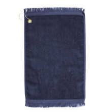 Towelsoft Golf-EV1407CL-NVY Premium Fringed 100 Percent Cotton Terry Velour Golf Towel with Corner Hook & Grommet Placement - Navy