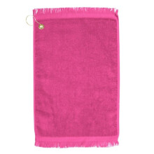 Towelsoft Golf-EV1407CL-HPNK Premium Fringed 100 Percent Cotton Terry Velour Golf Towel with Corner Hook & Grommet Placement - Hot Pink