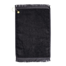 Towelsoft Golf-EV1407CL-BLK Premium Fringed 100 Percent Cotton Terry Velour Golf Towel with Corner Hook & Grommet Placement - Black