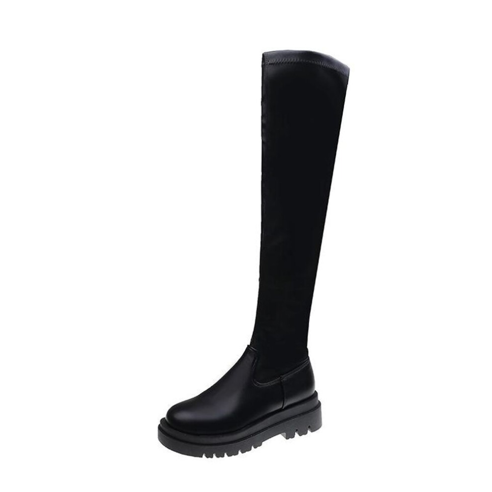 (black, 39) "2023 Women's Over-the-Knee Black Knight Boots: Trendy, Thick-Soled, Large Size Autumn/Winter European Style