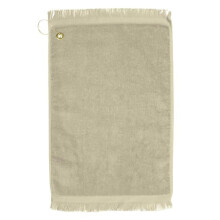 Towelsoft Golf-EV1407CL-BEI Premium Fringed 100 Percent Cotton Terry Velour Golf Towel with Corner Hook & Grommet Placement - Beige