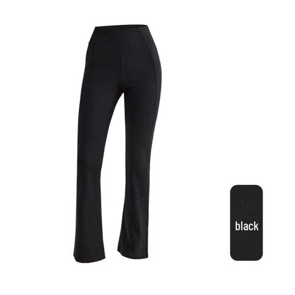 (black, Large) "lulu Women's High-waist Micro-flared Yoga Pants - Hip-lifting Slim Fit, Fashionable Wide-leg Casual Sportswear
