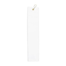 Towelsoft Golf-GV1201TR-WE Premium 100 Percent Cotton Terry Velour Golf Towel with Tri-fold Hook & Grommet Placement - 16 x 26 in. - White
