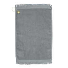 Towelsoft Golf-EV1407CL-SLVR Premium Fringed 100 Percent Cotton Terry Velour Golf Towel with Corner Hook & Grommet Placement - Silver