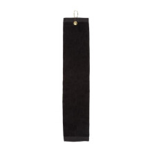 Towelsoft Golf-GV1201TR-BLK Premium 100 Percent Cotton Terry Velour Golf Towel with Tri-fold Hook & Grommet Placement - 16 x 26 in. - Black