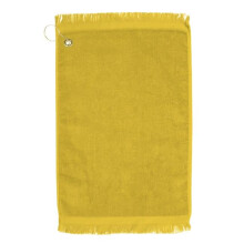 Towelsoft Golf-EV1407CL-YLW Premium Fringed 100 Percent Cotton Terry Velour Golf Towel with Corner Hook & Grommet Placement - Yellow
