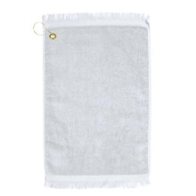 Towelsoft Golf-EV1407CL-WE Premium Fringed 100 Percent Cotton Terry Velour Golf Towel with Corner Hook & Grommet Placement - White
