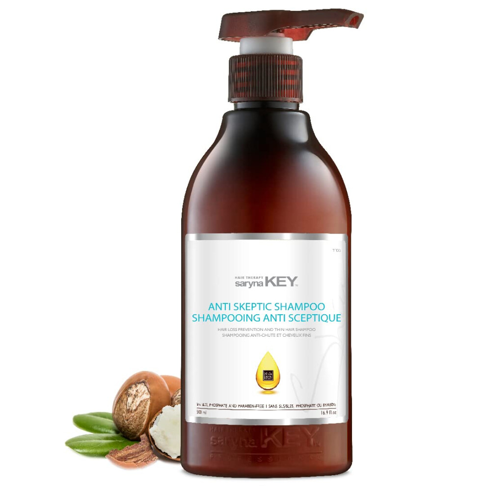 Saryna Key Anti-Skeptic Shampoo - Strengthening Treatment For Thin Fine Hair Strength - Natural Shampoo With Shea Oil And Mint Oil - Hair Loss Preven