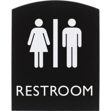 Lorell LLR02672 6.8 x 8.5 in. Arched Unisex Restroom Sign - Rectangle - Plastic - Black