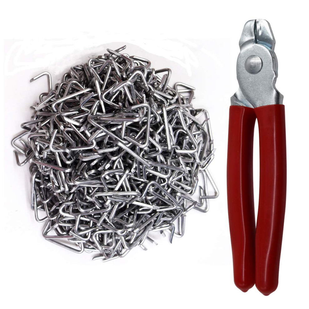 Dayslives Hog Ring Pliers Straight & 500 Galvanized Hog Rings, Professional Upholstery Installation Kit Tool,Auto Upholstery And Repair, Fences, Anim 650434347563